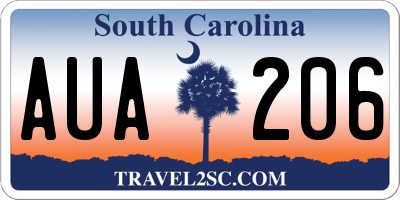 SC license plate AUA206