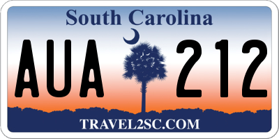 SC license plate AUA212