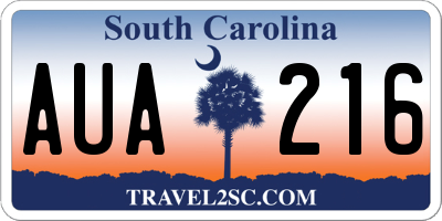 SC license plate AUA216