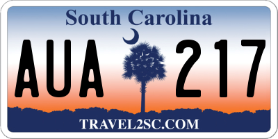 SC license plate AUA217