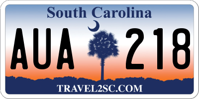SC license plate AUA218
