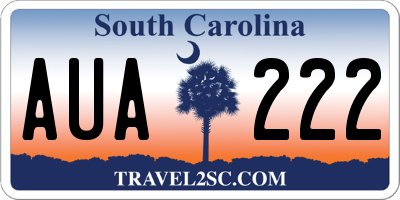 SC license plate AUA222