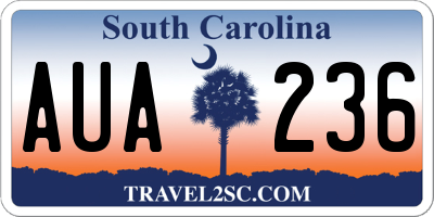 SC license plate AUA236