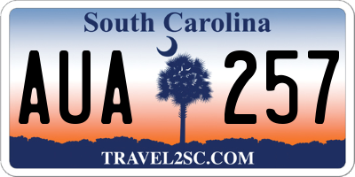 SC license plate AUA257