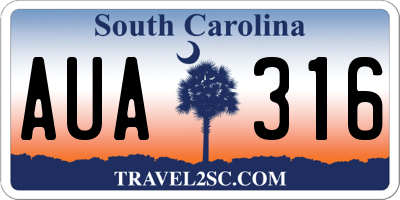 SC license plate AUA316