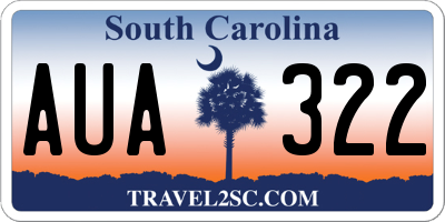 SC license plate AUA322