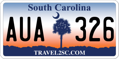 SC license plate AUA326