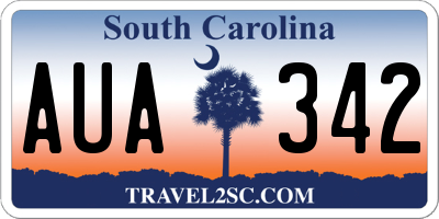 SC license plate AUA342