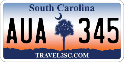 SC license plate AUA345