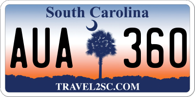 SC license plate AUA360