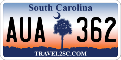 SC license plate AUA362