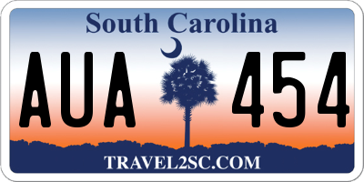 SC license plate AUA454