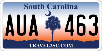 SC license plate AUA463