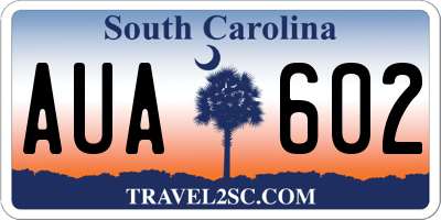 SC license plate AUA602