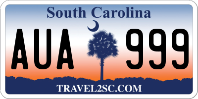 SC license plate AUA999