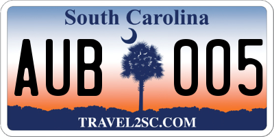 SC license plate AUB005