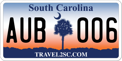 SC license plate AUB006