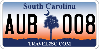SC license plate AUB008