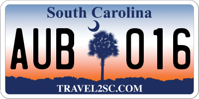 SC license plate AUB016
