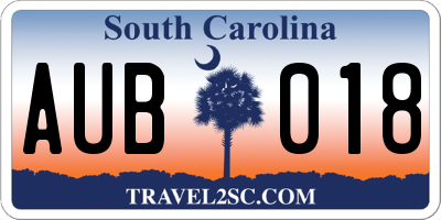 SC license plate AUB018