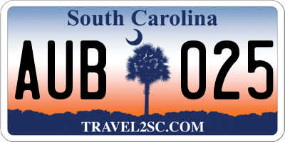 SC license plate AUB025