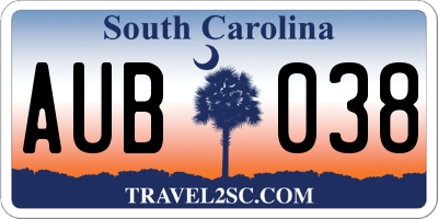 SC license plate AUB038