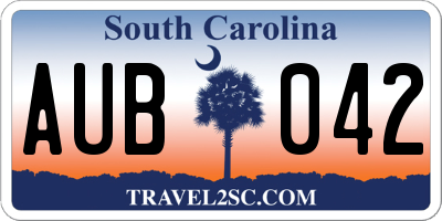 SC license plate AUB042