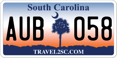 SC license plate AUB058