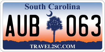 SC license plate AUB063