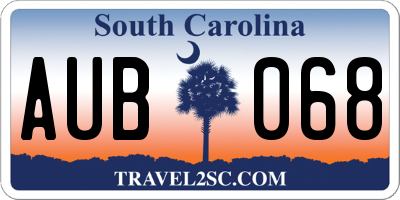 SC license plate AUB068
