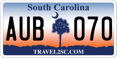 SC license plate AUB070
