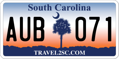 SC license plate AUB071