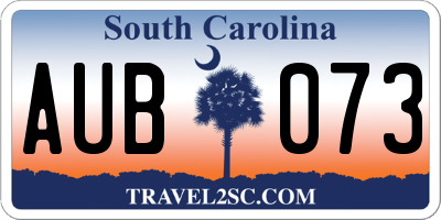SC license plate AUB073