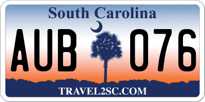 SC license plate AUB076