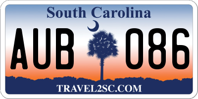 SC license plate AUB086