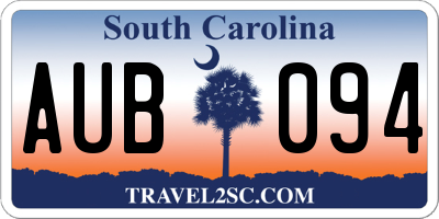 SC license plate AUB094