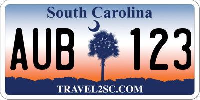 SC license plate AUB123