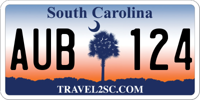 SC license plate AUB124