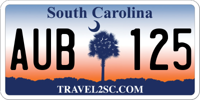 SC license plate AUB125