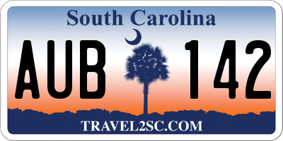 SC license plate AUB142