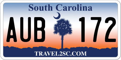 SC license plate AUB172