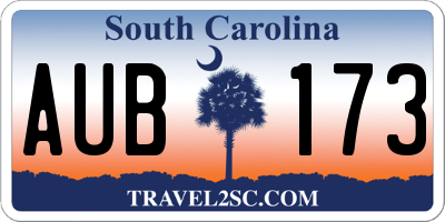 SC license plate AUB173