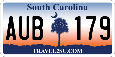 SC license plate AUB179