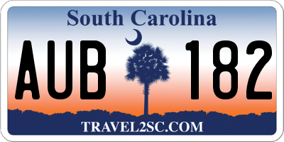 SC license plate AUB182