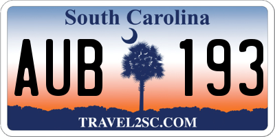 SC license plate AUB193