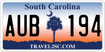 SC license plate AUB194