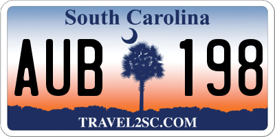 SC license plate AUB198