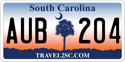 SC license plate AUB204