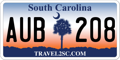 SC license plate AUB208