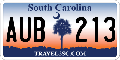 SC license plate AUB213